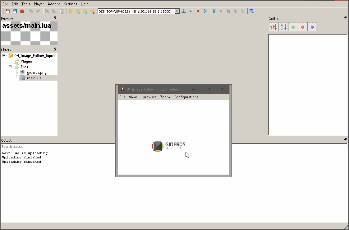 Image following the mouse in Gideros